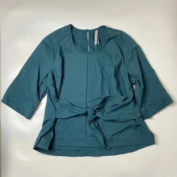 MELISSA McCARTHY Seven7 Emerald Green Front Tie 3/4 Sleeve Blouse Womens Size 3X - Picture 1 of 7